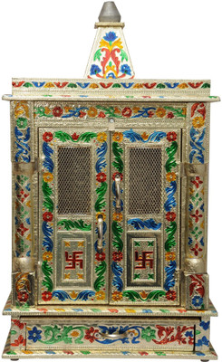

Pavitra Ghar 10" x 6" x 19" Golden Mina work Door Temple Wooden, Aluminium Home Temple(Height: 25 cm)