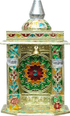 

Pavitra Ghar 5" x 4" x 10" Small Meenakari Carving Temple Wooden, Aluminium Home Temple(Height: 15 cm)