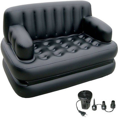 

Ramnath creation Velvet 3 Seater Inflatable Sofa(Color - Black)