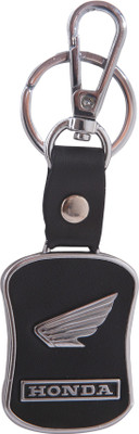 Oyedeal NewHondaLeatherMetal Locking Key Chain(Black)