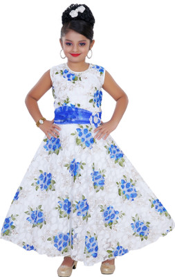 

Saarah Girls Maxi/Full Length Party Dress(White, Sleeveless