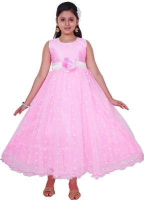 

Saarah Girls Midi/Knee Length Party Dress(Pink, Sleeveless