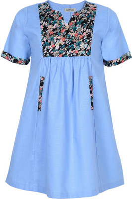 

Sambu Girls Mini/Short Casual Dress(Dark Blue, Half Sleeve, Navy blue