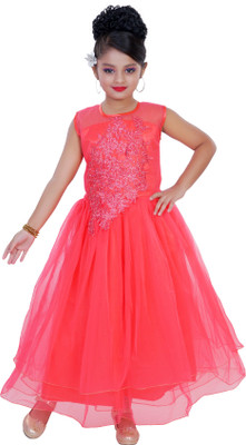 

Saarah Girls Maxi/Full Length Party Dress(Red, Sleeveless
