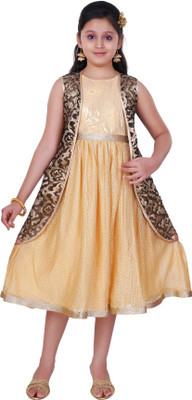 

Saarah Girls Midi/Knee Length Party Dress(Beige, Sleeveless