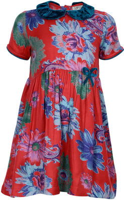 

Sambu Girls Midi/Knee Length Casual Dress(Red, Half Sleeve