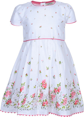 

Sambu Girls Midi/Knee Length Casual Dress(White, Half Sleeve