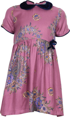 

Sambu Girls Midi/Knee Length Casual Dress(Pink, Half Sleeve
