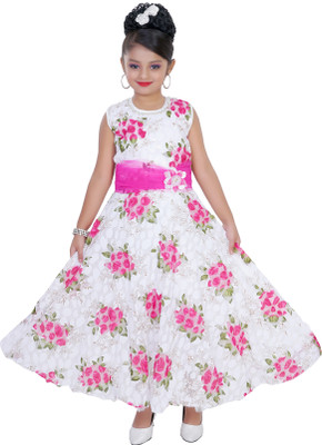 

Saarah Girls Maxi/Full Length Party Dress(White, Sleeveless