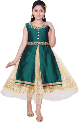 

Saarah Girls Midi/Knee Length Party Dress(Green, Sleeveless