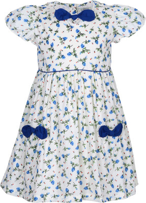 

Sambu Girls Midi/Knee Length Casual Dress(White, Half Sleeve