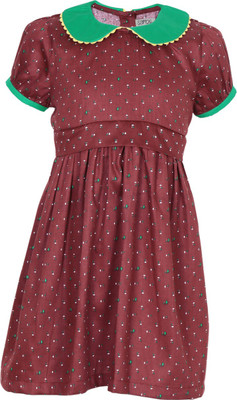 

Sambu Girls Midi/Knee Length Casual Dress(Brown, Half Sleeve