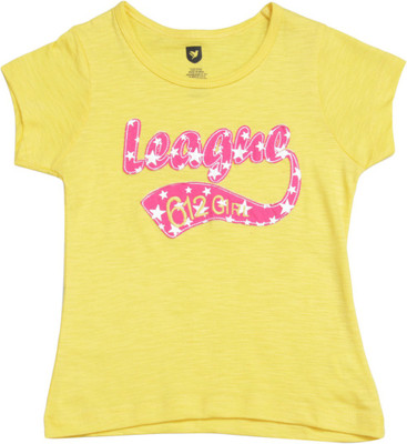 

612 League Girls Applique Cotton T Shirt(Yellow, Pack of 1
