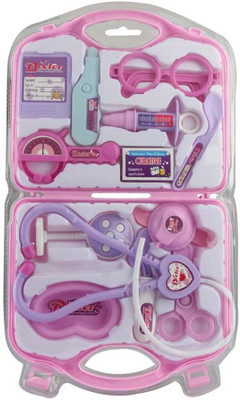 

Sanyal Little Doctor set -13 Pcs kit for role play by kids (Pink)