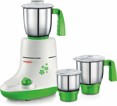 

Snapple Kiwik 550 W Mixer Grinder(White, Base Green, 3 Jars), Base green;white