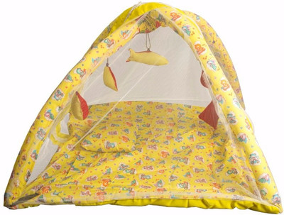 

Babies Bloom Cotton Infants Play Gym With Fish Cut Mosquito Net(Yellow)