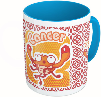 

MiiCreations Printed Two Tone Blue And White Zodiac Sign Cancer Ceramic Mug(325 ml)