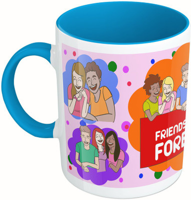 

MiiCreations Printed Two Tone Blue And White Friends Forever Ceramic Mug(325 ml)