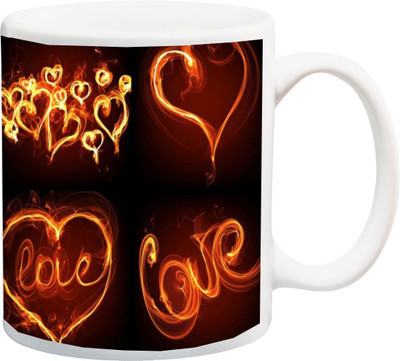 

ME&YOU Gift for Husband/Wife/Girlfriend/Boyfriend/Lover;" Love Beautiful Colorfull YolloW 3D printed Ceramic Mug(325 ml), Multicolor