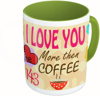 

MiiCreations Printed Two Tone Green And White Valentine Collarge Ceramic Mug(325 ml)