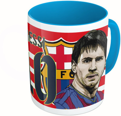 

MiiCreations Printed Two Tone Blue And White Messi 10 Ceramic Mug(325 ml)