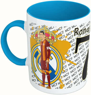 

MiiCreations Printed Two Tone Blue And White Ronaldo Ceramic Mug(325 ml)