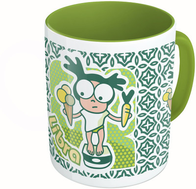 

MiiCreations Printed Two Tone Green And White Zodiac Sign Libra Ceramic Mug(325 ml)