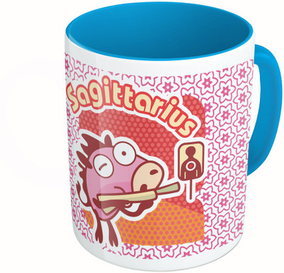 

MiiCreations Printed Two Tone Blue And White Zodiac Sign Sagittarius Ceramic Mug(325 ml)