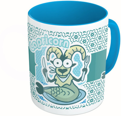 

MiiCreations Printed Two Tone Blue And White Zodiac Sign Capricorn Ceramic Mug(325 ml)