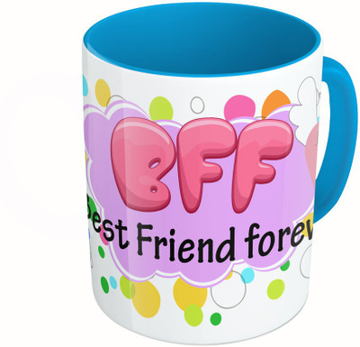 

MiiCreations Printed Two Tone Blue And White Best Friends Forever Ceramic Mug(325 ml)