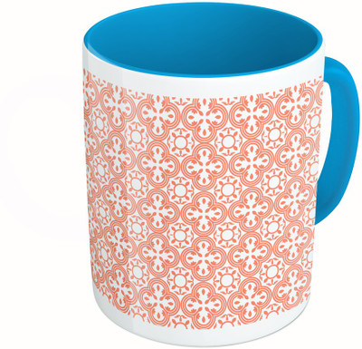 

MiiCreations Printed Two Tone Blue And White Red Pattern Ceramic Mug(325 ml)
