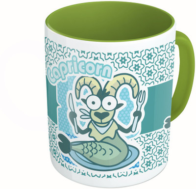 

MiiCreations Printed Two Tone Green And White Zodiac Sign Capricorn Ceramic Mug(325 ml)