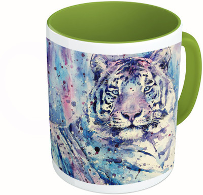 

MiiCreations Printed Two Tone Green And White Colourful Lion Design Ceramic Mug(325 ml)