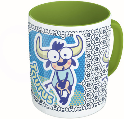

MiiCreations Printed Two Tone Green And White Zodiac Sign Taurus Ceramic Mug(325 ml)