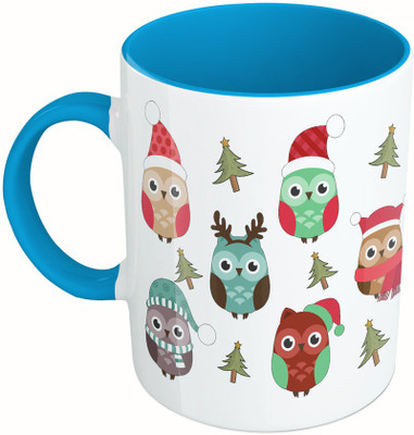 

MiiCreations Printed Two Tone Blue And White Merry Christmas Décor Ceramic Mug(325 ml)