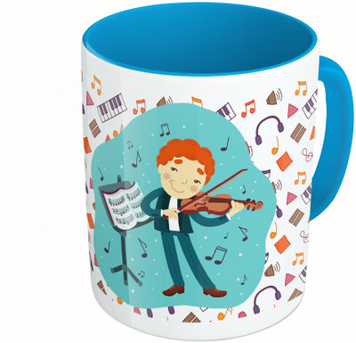 

MiiCreations Printed Two Tone Blue And White Music Ceramic Mug(325 ml)