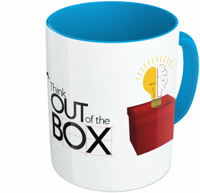 

MiiCreations Printed Two Tone Blue And White Think Out Of The Box Ceramic Mug(325 ml)