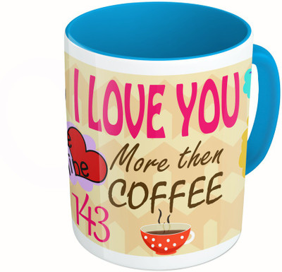 

MiiCreations Printed Two Tone Blue And White Valentine Collarge Ceramic Mug(325 ml)