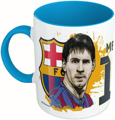 

MiiCreations Printed Two Tone Blue And White Messi Ceramic Mug(325 ml)