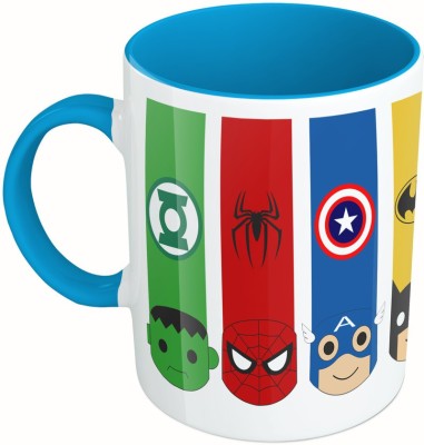 

MiiCreations Printed Two Tone Blue And White Superheros Ceramic Mug(325 ml)