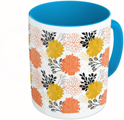

MiiCreations Printed Two Tone Blue And White Flowers Pattern Ceramic Mug(325 ml)