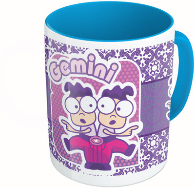 

MiiCreations Printed Two Tone Blue And White Zodiac Sign Gemini Ceramic Mug(325 ml)