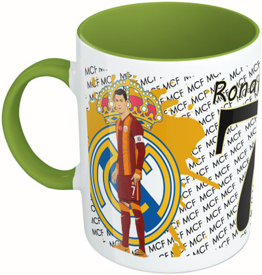 

MiiCreations Printed Two Tone Green And White Ronaldo Ceramic Mug(325 ml)