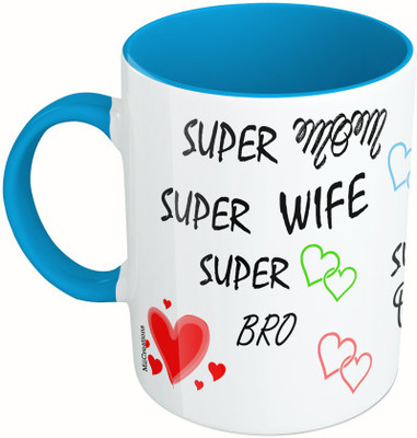 

MiiCreations Printed Two Tone Blue And White Family Love Collarge Ceramic Mug(325 ml)