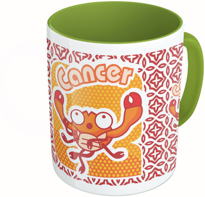 

MiiCreations Printed Two Tone Green And White Zodiac Sign Cancer Ceramic Mug(325 ml)