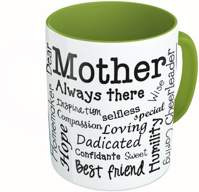 

MiiCreations Printed Two Tone Green And White Mother's Day | Mother's Collarge Ceramic Mug(325 ml)