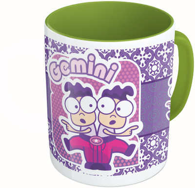 

MiiCreations Printed Two Tone Green And White Zodiac Sign Gemini Ceramic Mug(325 ml)