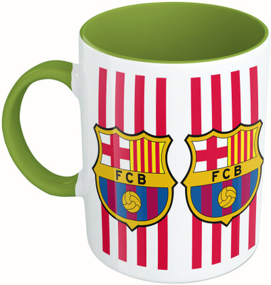 

MiiCreations Printed Two Tone Green And White Barcelona Football Ceramic Mug(325 ml)