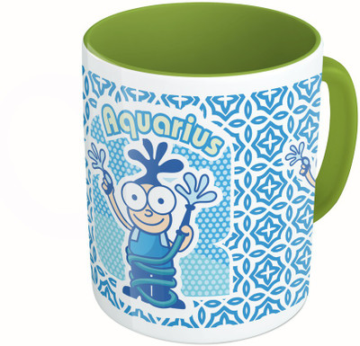 

MiiCreations Printed Two Tone Green And White Zodiac Sign Aquarius Ceramic Mug(325 ml)