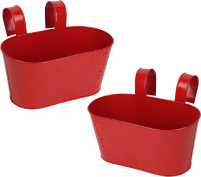 

Wonderland 12 inches Railing Plant Container Set(Pack of 2, Metal)